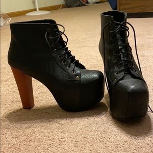 Jeffrey Campbell Lita black heel booties